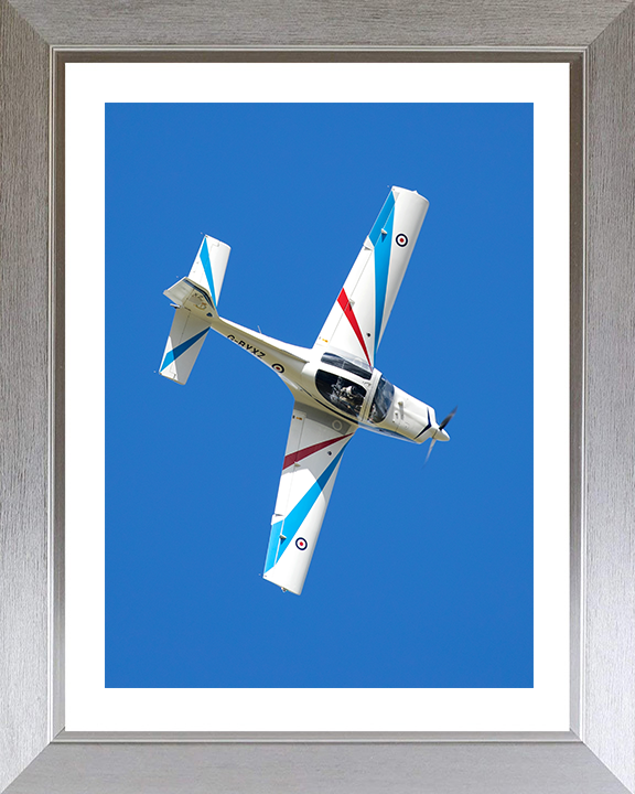 RAF Grob 115E Tutor aircraft in flight Photo Print - Royal Air Force Aircraft Hampshire Prints 10 x 8 Silver Frame Yes