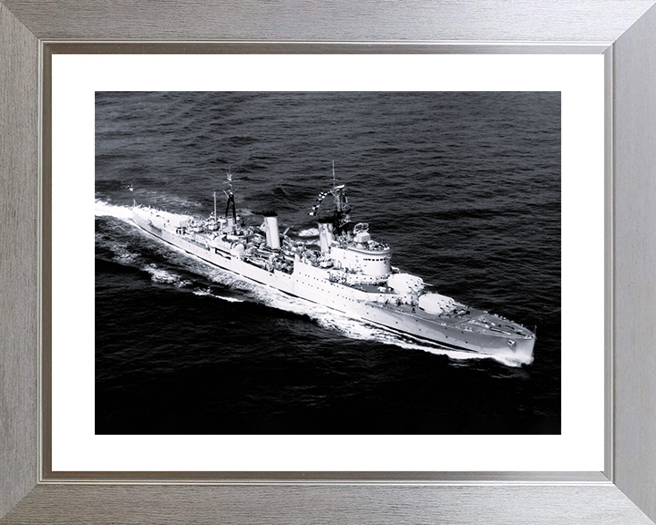 HMS Birmingham (C19) Photo Print - At Sea - Royal Navy Town Class Light Cruiser Posters, Prints, & Visual Artwork Hampshire Prints 10 x 8 Silver Frame Yes