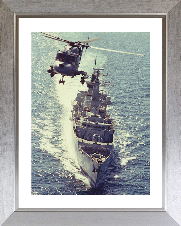HMS Brave (F94) Royal Navy Type 22 Frigate Bow View From the Air Photo Print Wall Art Decor Posters, Prints, & Visual Artwork Hampshire Prints 10 x 8 Silver Frame Yes