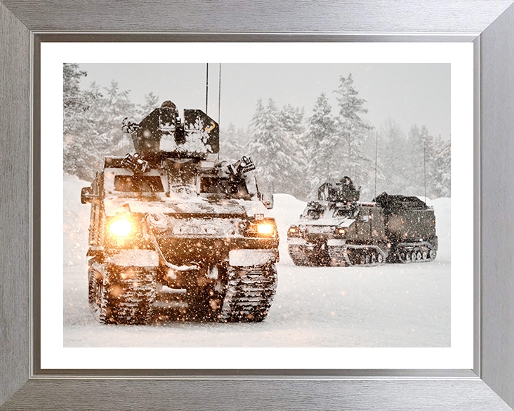 Royal Marines Driving an Armoured Support Group Viking | Photo Print | Framed Print | Military | Commando | Wall Art | Decor | Photography Hampshire Prints 10 x 8 Silver Frame Yes