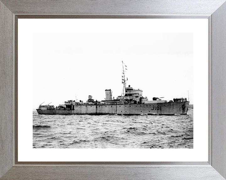 HMS Albacore (J101) Photo Print - At Sea 1944 - Royal Navy Algerine Class Minesweeper Posters, Prints, & Visual Artwork Hampshire Prints 10 x 8 Silver Frame Yes
