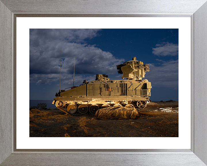 British Army Stormer combat vehicle Floodlit Photo Print Wall Art Military Poster Decor Posters, Prints, & Visual Artwork Hampshire Prints 10 x 8 Silver Frame Yes