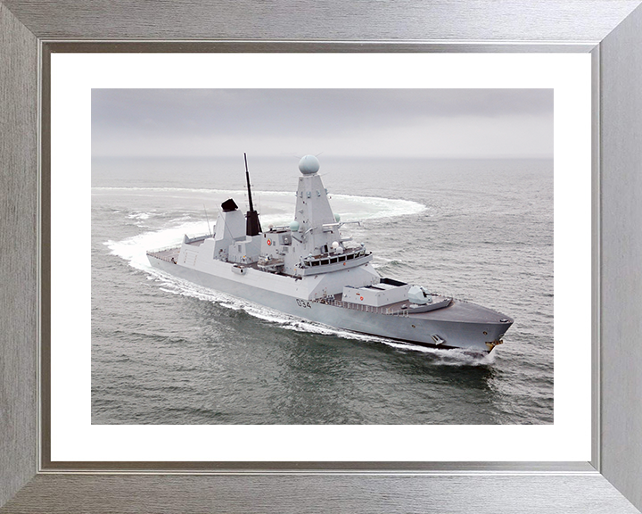 HMS Diamond (D34) Royal Navy Type 45 Destroyer Turning to Port Photo Print Wall Art Decor Posters, Prints, & Visual Artwork Hampshire Prints 10 x 8 Silver Frame Yes