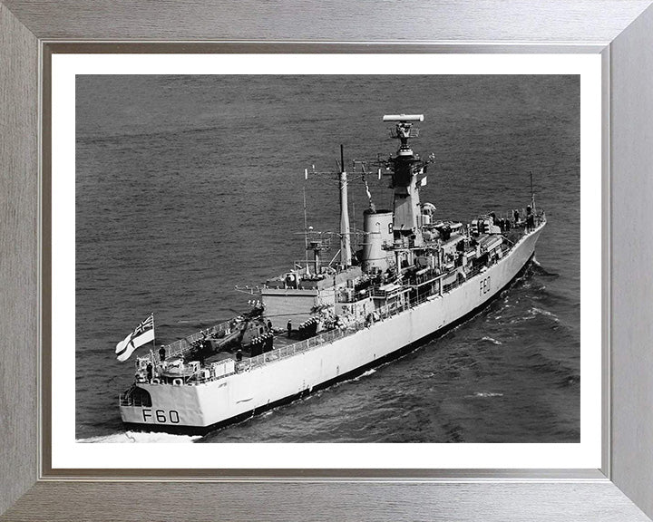 HMS Jupiter (F60) Photo Print - Starboard Quarter View - Royal Navy Leander Class Frigate Hampshire Prints 10 x 8 Silver Frame Yes