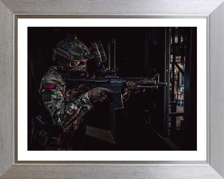 Royal Marines Commando Portrait Photo Print Hampshire Prints 10 x 8 Silver Frame Yes