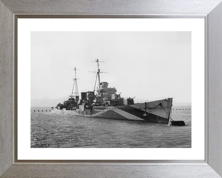 HMS Delhi (D47) Photo Print - At A Buoy 1942 - Royal Navy Danae Class Cruiser Hampshire Prints 10 x 8 Silver Frame Yes