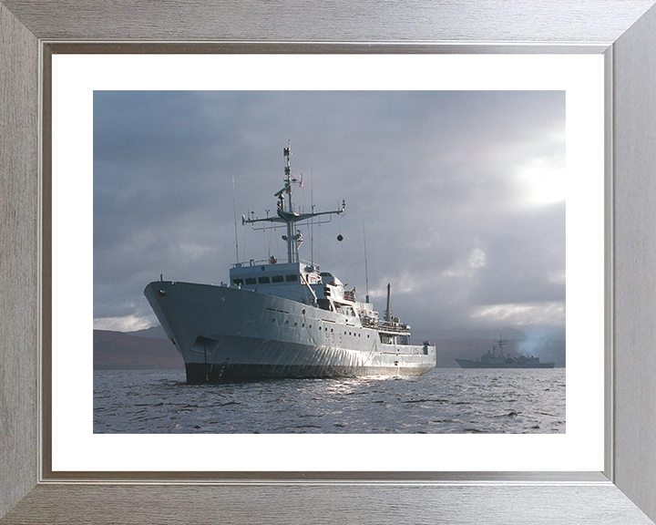 HMS Beagle (H319) Royal Navy Bulldog Class Survey Vessel With USS Stark Photo Print Wall Art Decor Posters, Prints, & Visual Artwork Hampshire Prints 10 x 8 Silver Frame Yes