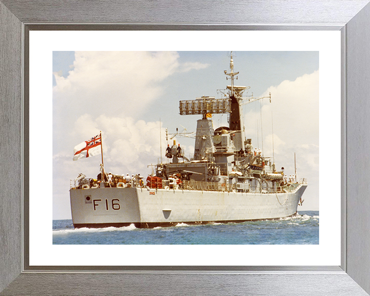 HMS Diomede (F16) Royal Navy Leander Class Frigate Starboard Quarter View Photo Print Wall Art Decor Posters, Prints, & Visual Artwork Hampshire Prints 10 x 8 Silver Frame Yes