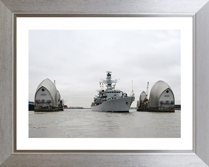 HMS Westminster (F237) Photo Print - Thames Barrier 2011 - Royal Navy Type 23 Frigate Hampshire Prints 10 x 8 Silver Frame Yes