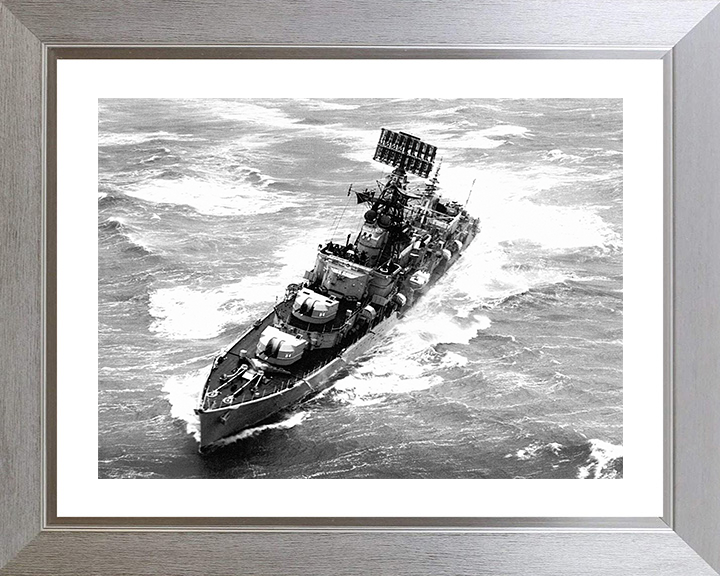 HMS Agincourt (D86) Photo Print - Port Bow View 1962 - Royal Navy Battle Class Destroyer Posters, Prints, & Visual Artwork Hampshire Prints 10 x 8 Silver Frame Yes