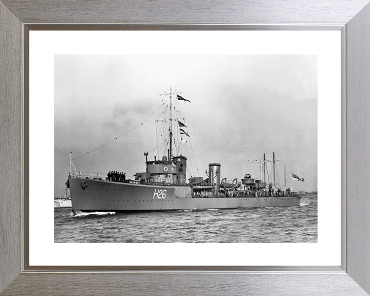 HMS Sardonyx (H26) Photo Print - At at sea 1933 - Royal Navy S Class Destroyer Posters, Prints, & Visual Artwork Hampshire Prints 10 x 8 Silver Frame Yes
