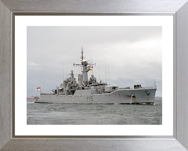 HMS Berwick (F115) Royal Navy Rothesay Class Frigate Entering Harbour Photo Print Wall Art Decor Posters, Prints, & Visual Artwork Hampshire Prints 10 x 8 Silver Frame Yes