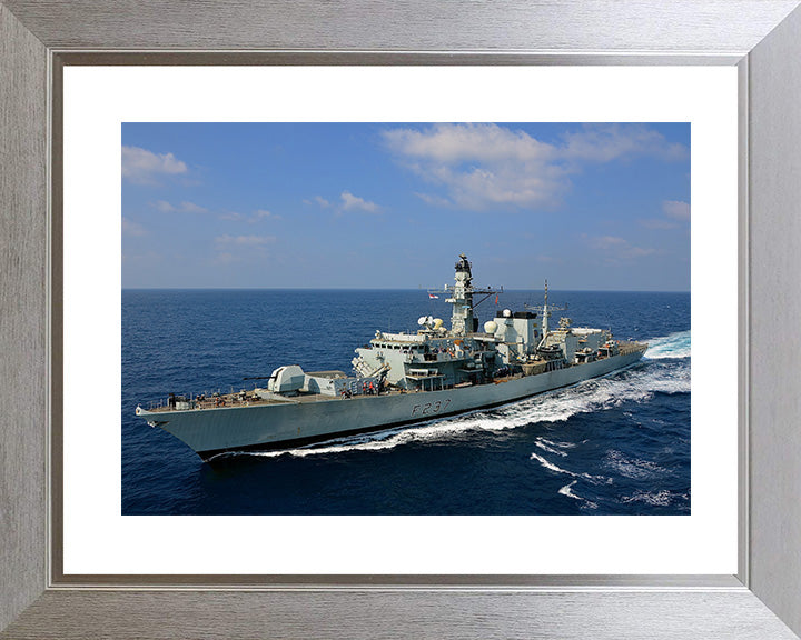 HMS Westminster (F237) Photo Print - Underway High Port Bow View - Royal Navy Type 23 Frigate Hampshire Prints 10 x 8 Silver Frame Yes