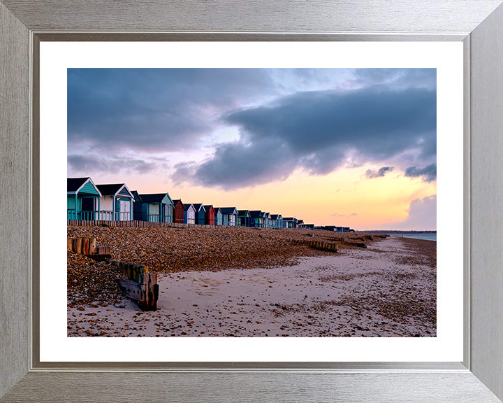 Calshot beach Huts Hampshire at sunset Photo Print - Canvas - Framed Photo Print - Hampshire Prints