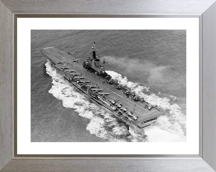 HMS Centaur (R06) Royal Navy Centaur Class Carrier From Above Photo Print Wall Art Decor Posters, Prints, & Visual Artwork Hampshire Prints 10 x 8 Silver Frame Yes