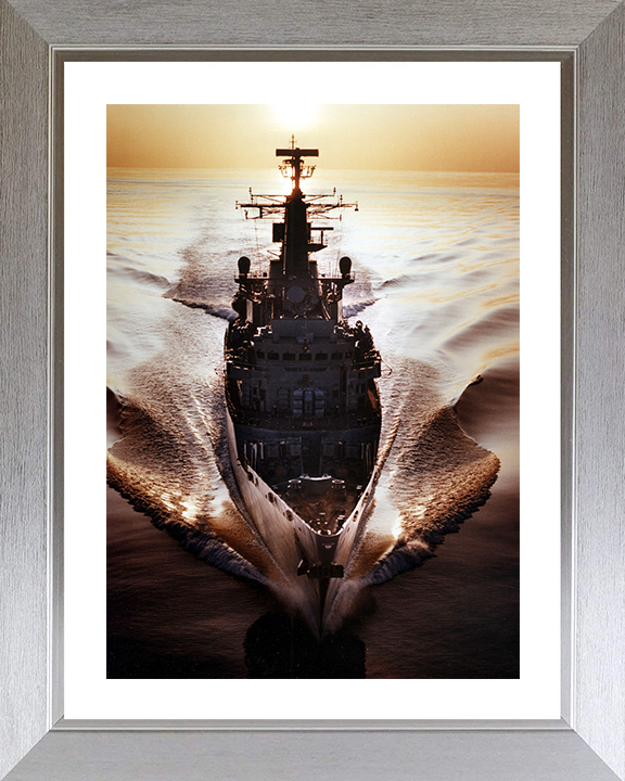 HMS Boxer (F92) Photo Print - At Sunset 1997 - Royal Navy Type 22 Frigate Posters, Prints, & Visual Artwork Hampshire Prints 10 x 8 Silver Frame Yes