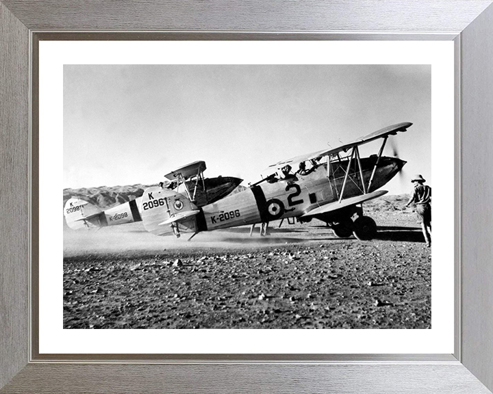 Two Hawker Hart light bombers Photo Print - Royal Air Force Aircraft Hampshire Prints 10 x 8 Silver Frame Yes