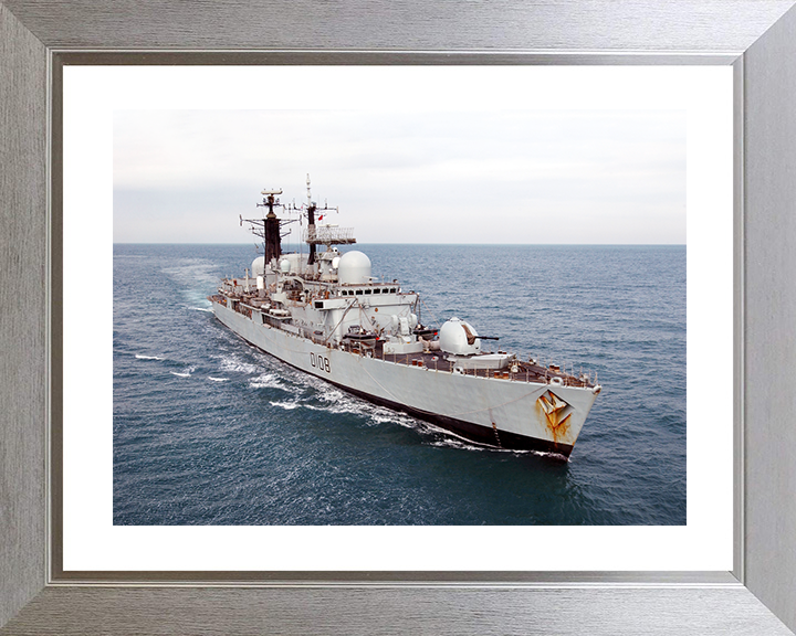 HMS Cardiff (D108) Royal Navy Type 42 Destroyer At Sea 2002 Photo Print Wall Art Decor Posters, Prints, & Visual Artwork Hampshire Prints 10 x 8 Silver Frame Yes