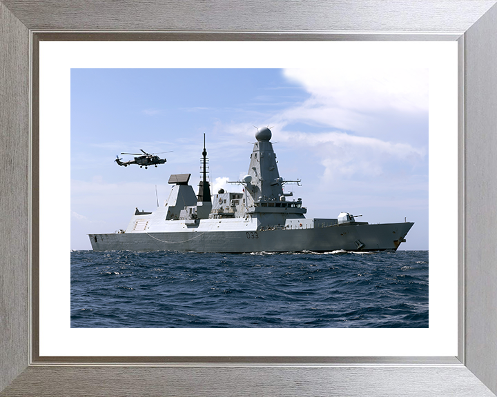 HMS Dauntless (D33) Royal Navy Type 45 Destroyer With Lynx Helicopter Photo Print Wall Art Decor Posters, Prints, & Visual Artwork Hampshire Prints 10 x 8 Silver Frame Yes