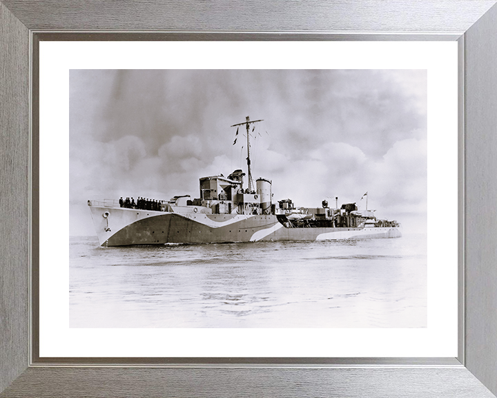 HMS Haydon (L75) - At Sea 1943 - Royal Navy Hunt Class Escort Destroyer Photo Print Wall Art Naval Decor UK Posters, Prints, & Visual Artwork Hampshire Prints 10 x 8 Silver Frame Yes