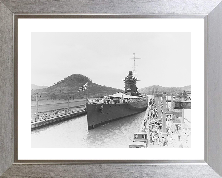 HMS Nelson (28) Photo Print - Panama Canal 1930 - Royal Navy Nelson Class Battleship Hampshire Prints 10 x 8 Silver Frame Yes