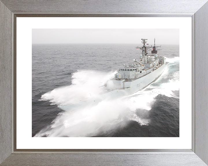 HMS Chatham (F87) Royal Navy Type 22 Frigate Breaking Waves Photo Print Wall Art Decor Posters, Prints, & Visual Artwork Hampshire Prints 10 x 8 Silver Frame Yes