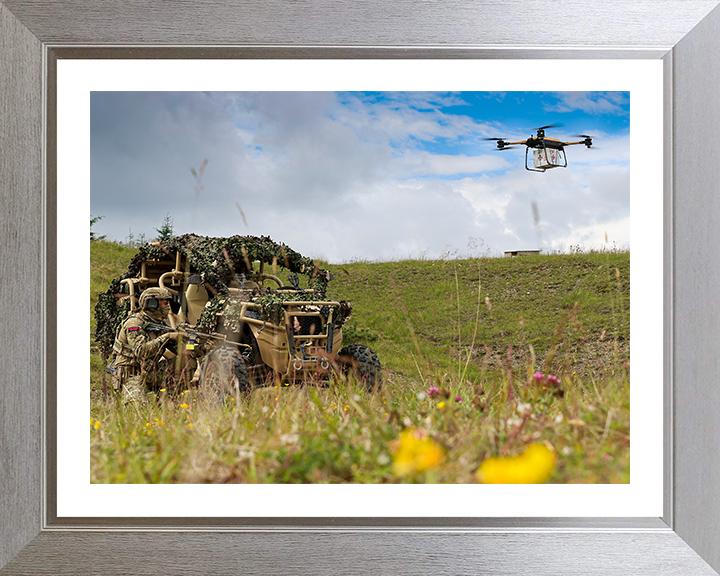 Royal Marines Commando with Malloy Aeronautics Drone Photo Print Hampshire Prints 10 x 8 Silver Frame Yes