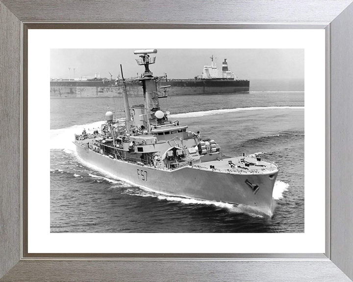 HMS Andromeda (F57) Royal Navy Leander Class Frigate Hard Turn to Port Photo Print Wall Art Decor Posters, Prints, & Visual Artwork Hampshire Prints 10 x 8 Silver Frame Yes