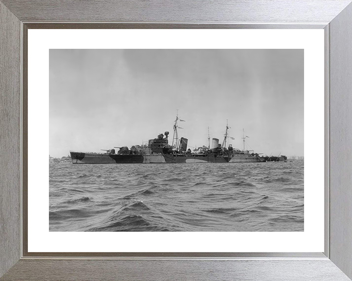 HMS Phoebe (43) Photo Print - At Sea 1950 - Royal Navy Dido Class Cruiser Posters, Prints, & Visual Artwork Hampshire Prints 10 x 8 Silver Frame Yes