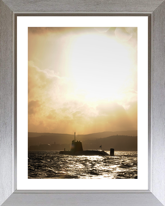 HMS Astute (S119) Photo Print - At Sunset 2009 - Royal Navy Astute Class Submarine Hampshire Prints 10 x 8 Silver Frame Yes