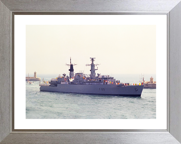 HMS Battleaxe (F89) Royal Navy Type 22 Frigate Dress Ship Photo Print Wall Art Decor Posters, Prints, & Visual Artwork Hampshire Prints 10 x 8 Silver Frame Yes