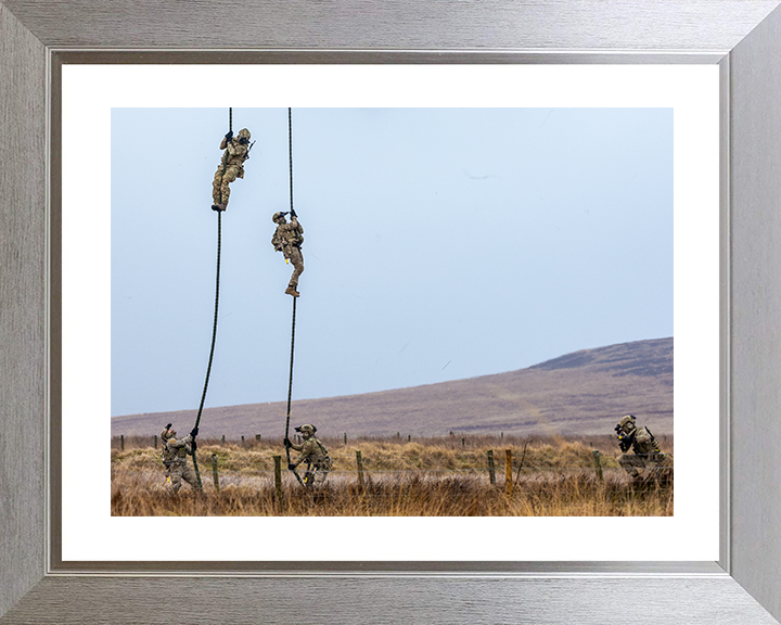 Royal Marines Commandos Fast Rope from a Chinook 2026 Photo Print 42 Commando Wall Art Military Decor Posters, Prints, & Visual Artwork Hampshire Prints 10 x 8 Silver Frame Yes