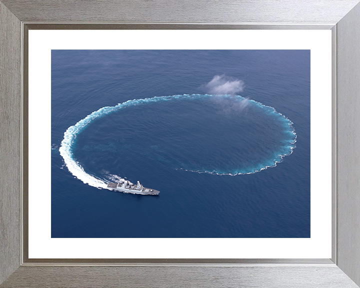 HMS Daring (D32) Royal Navy Type 45 Destroyer Circle Wake Photo Print Wall Art Decor Posters, Prints, & Visual Artwork Hampshire Prints 10 x 8 Silver Frame Yes