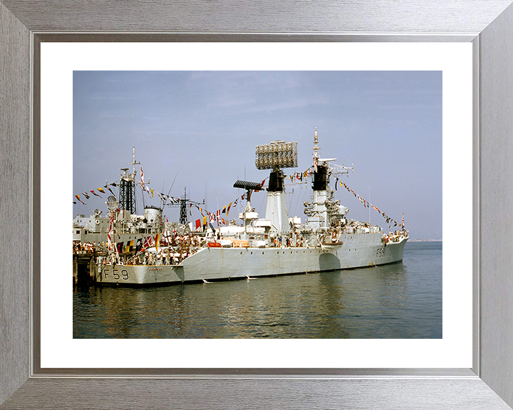 HMS Chichester (F59) Royal Navy Salisbury Class Frigate Dress Ship Photo Print Wall Art Decor Posters, Prints, & Visual Artwork Hampshire Prints 10 x 8 Silver Frame Yes