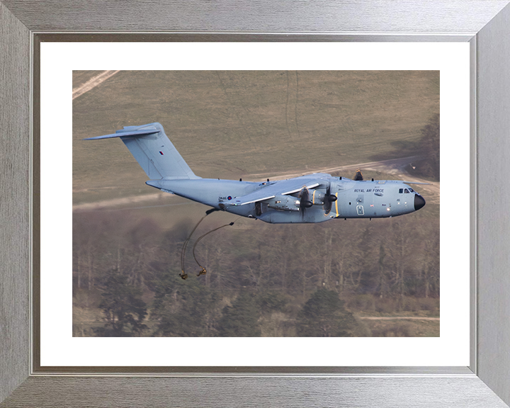 RAF A400M Atlas Dropping Parachute Regiment Soldiers Photo Print Royal Air Force Aircraft Wall Art Posters, Prints, & Visual Artwork Hampshire Prints 10 x 8 Silver Frame Yes