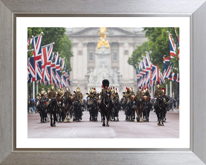 Household Cavalry ride down The Mall London Photo Print - British Army Hampshire Prints 10 x 8 Silver Frame Yes