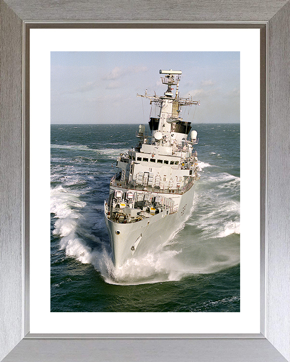 HMS Broadsword (F88) Royal Navy Type 22 Frigate Bow View at Sea Photo Print Wall Art Decor Posters, Prints, & Visual Artwork Hampshire Prints 10 x 8 Silver Frame Yes