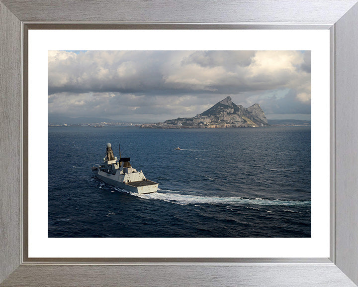 HMS Daring (D32) Photo Print - Off Gibraltar Feb 2014 - Royal Navy Type 45 Destroyer Posters, Prints, & Visual Artwork Hampshire Prints 10 x 8 Silver Frame Yes