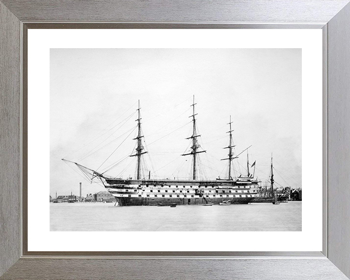 HMS Britannia (Prince of Wales) 1860 Royal Navy Training Ship Port Side Photo Print Wall Art Decor Posters, Prints, & Visual Artwork Hampshire Prints 10 x 8 Silver Frame Yes