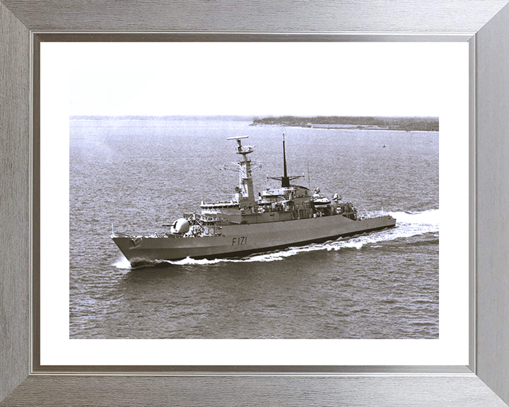 HMS Active (F171) Photo Print - Port Side View - Royal Navy Type 21 Frigate Posters, Prints, & Visual Artwork Hampshire Prints 10 x 8 Silver Frame Yes