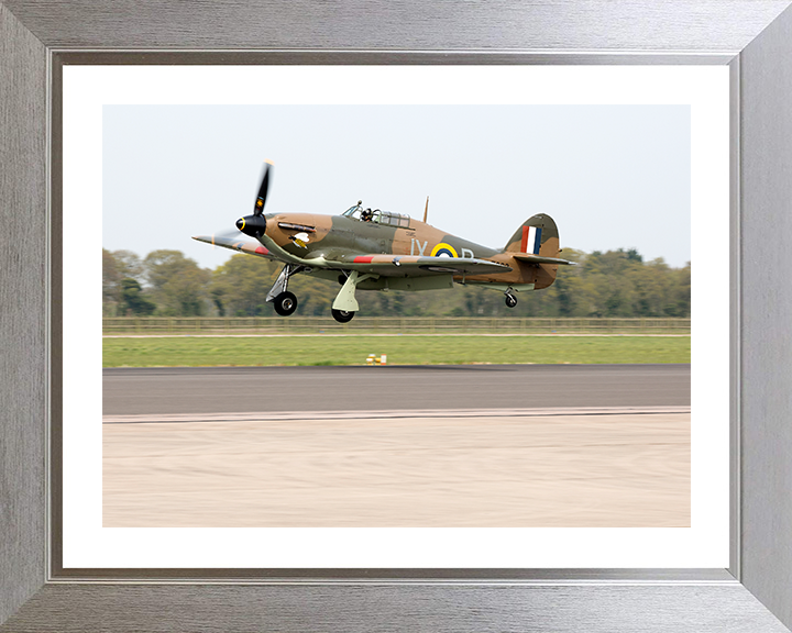 RAF Hurrincane LF363 Landing Photo Print - Royal Air Force Aircraft Hampshire Prints 10 x 8 Silver Frame Yes