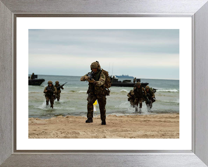 Royal Marines Beach Assault Photo Print - 45 Commando Hampshire Prints 10 x 8 Silver Frame Yes