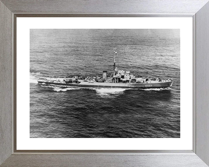 HMS Dominica (K507) Royal Navy Colony Class Frigate At sea 1944 Photo Print Wall Art Decor Posters, Prints, & Visual Artwork Hampshire Prints 10 x 8 Silver Frame Yes