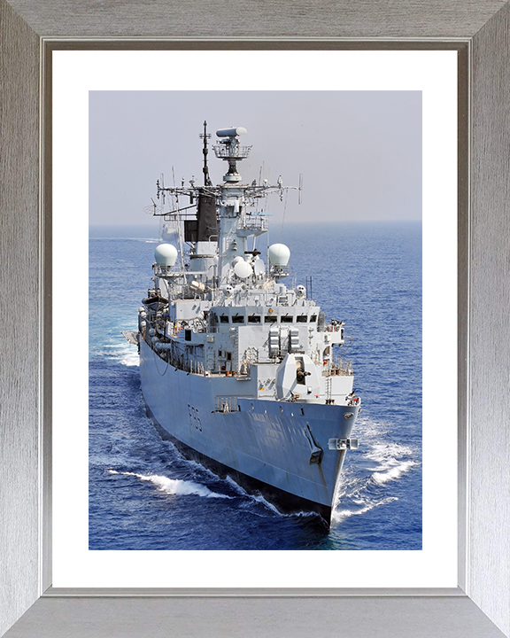 HMS Cumberland (F85) Royal Navy Type 22 Frigate At Sea Portrait Photo Print Wall Art Decor Posters, Prints, & Visual Artwork Hampshire Prints 10 x 8 Silver Frame Yes