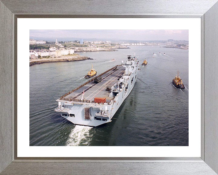 HMS Ocean (L12) Photo Print - Departs Devonport 2001 - Royal Navy Landing Platform Helicopter