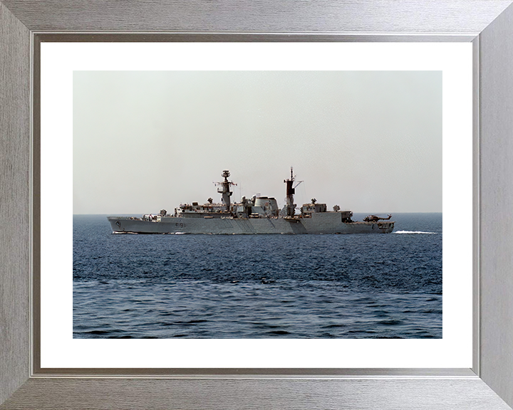 HMS Brazen (F91) Royal Navy Type 22 Frigate Port Beam View at Sea Photo Print Wall Art Decor Posters, Prints, & Visual Artwork Hampshire Prints 10 x 8 Silver Frame Yes