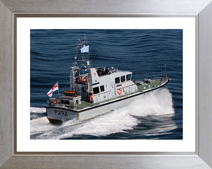 HMS Charger (P292) Royal Navy Archer Class P2000 Patrol Vessel Starboard Quarter View Photo Print Wall Art Decor Posters, Prints, & Visual Artwork Hampshire Prints 10 x 8 Silver Frame Yes