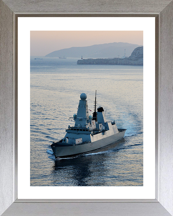HMS Dauntless (D33) Royal Navy Type 45 Destroyer Turns Portrait Photo Print Wall Art Decor Posters, Prints, & Visual Artwork Hampshire Prints 10 x 8 Silver Frame Yes