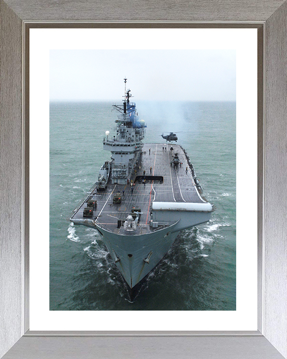 HMS Illustrious (R06) Photo Print - Bow View 2009 - Royal Navy Invincible Class Aircraft Carrier Hampshire Prints 10 x 8 Silver Frame Yes