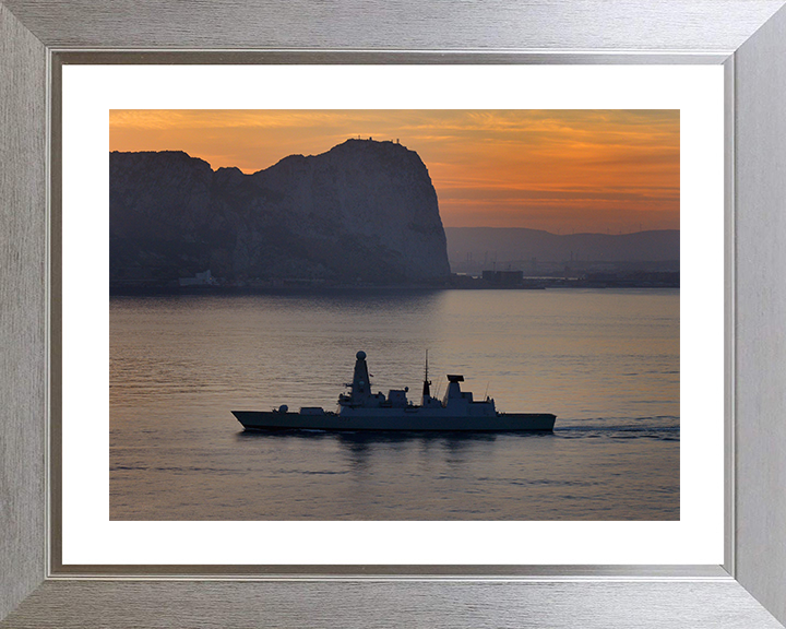 HMS Dauntless (D33) Photo Print - Gibraltar 2015 - Royal Navy Type 45 Destroyer Posters, Prints, & Visual Artwork Hampshire Prints 10 x 8 Silver Frame Yes